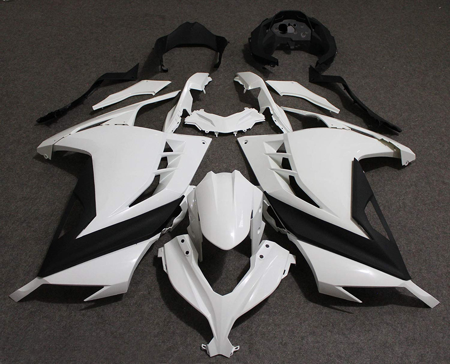 Injection Molded ABS Plastic Fairing Bodywork Kit fits for Kawasaki Ninja 300 2013 2014 2015 2016 2017,Unpainted White