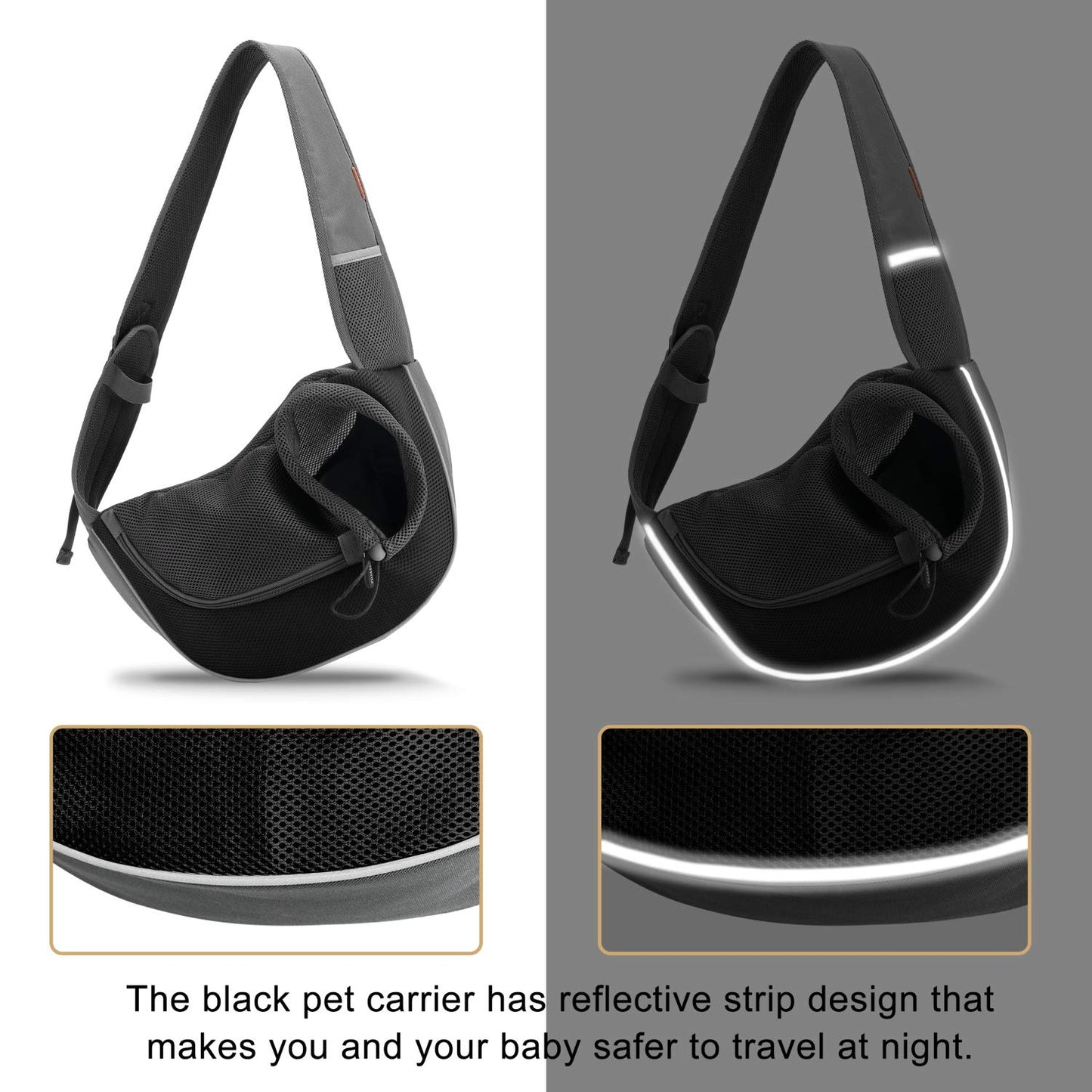 FDJASGY Pet Sling Carrier for Small Dogs Cats,Breathable Mesh Travelling Hand Free Puppy Backpack with Pouch and Adjustable Strap Carrier
