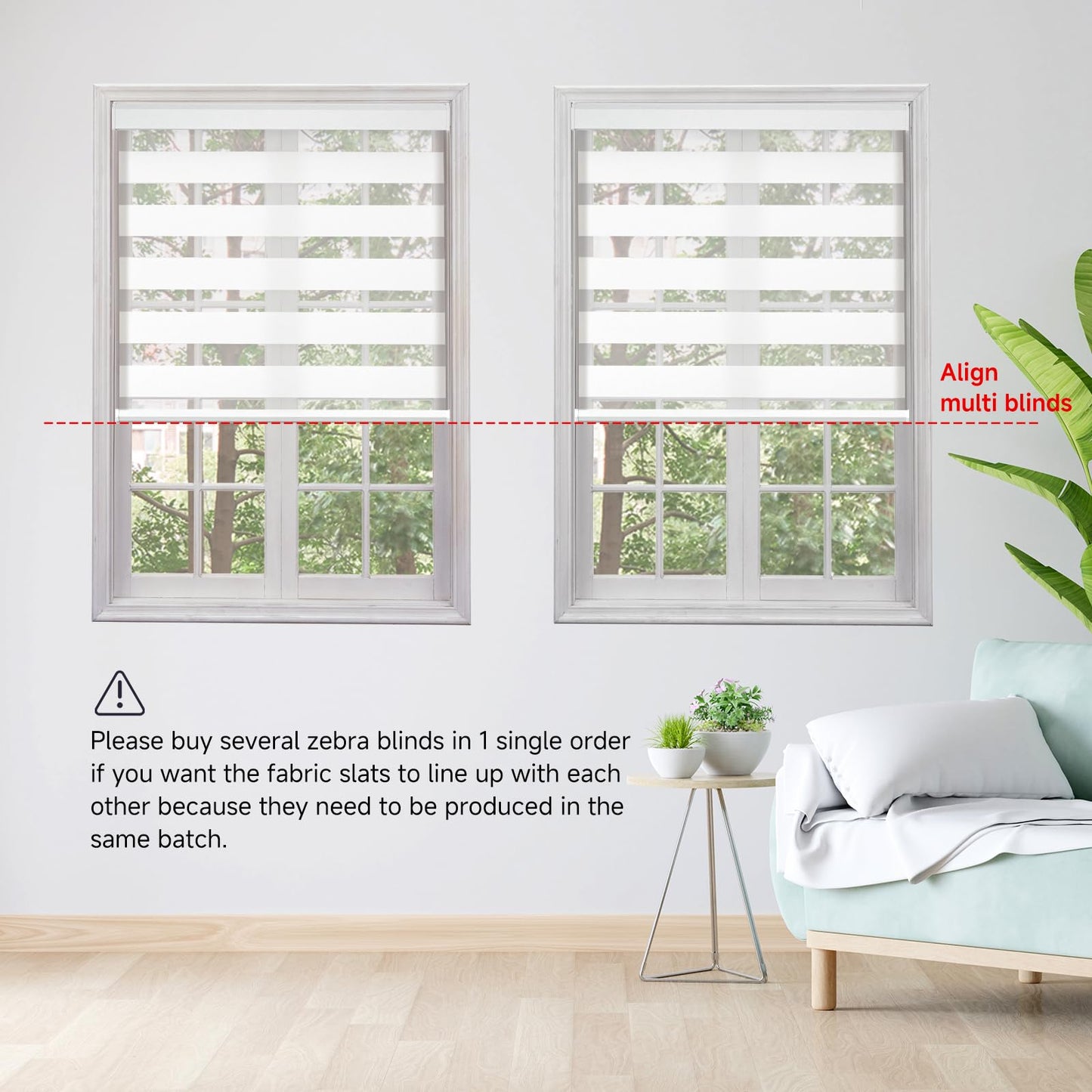 JOYENG Motorized Zebra Blinds Compatible with Alexa, Smart Dual Layer Shades with Privacy Light Control, Electric Horizontal Window Blind Customized Size for Home Office (Luxury White)