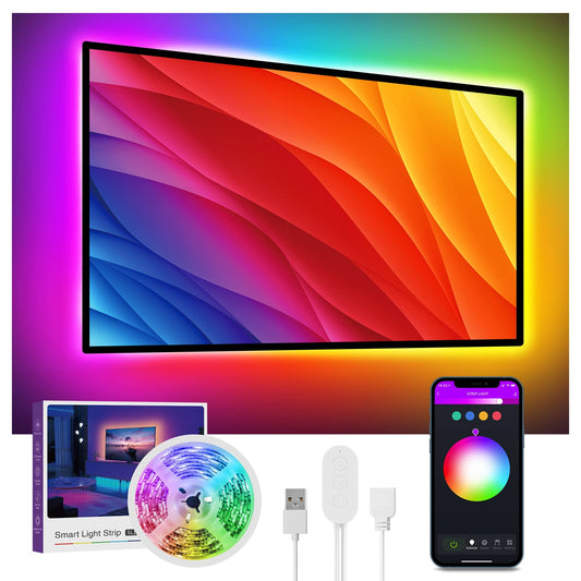OHMAX Smart TV LED Backlight, 9.2ft Smart Home Lighting Compatible with Alexa & Google Assistant, App Remote Control, Music Sync 16 Million RGB Dimmable for 30-60in TV PC, 2.4Ghz WiFi