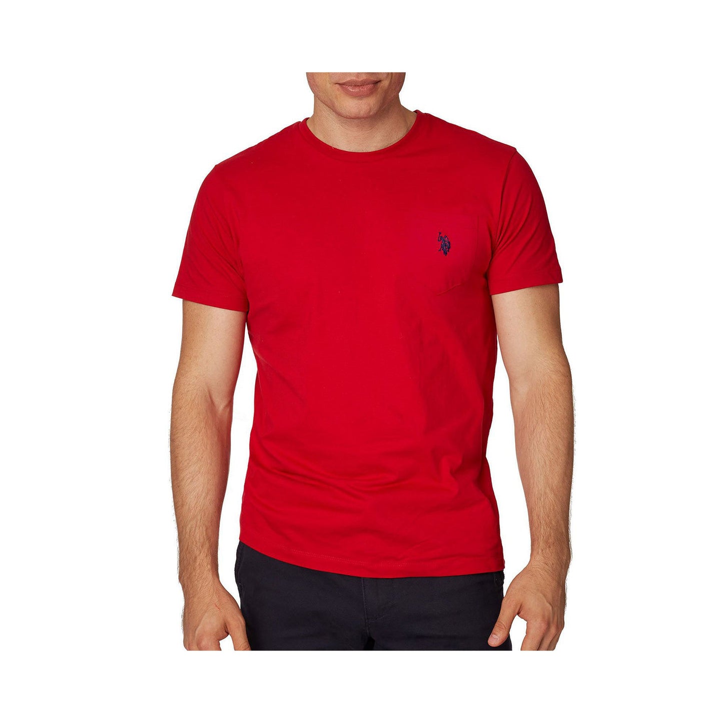 U.S. Polo Assn. Men's Crew Neck Pocket T-Shirt with Small Pony, Engine Red, Medium