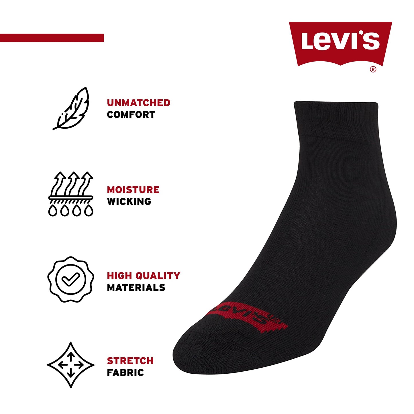 Levi's Mens Socks 8 Pairs Crew Low Cut No Show Quarter Ankle Socks for Men Premium Athletic Men's Socks Size 9-18