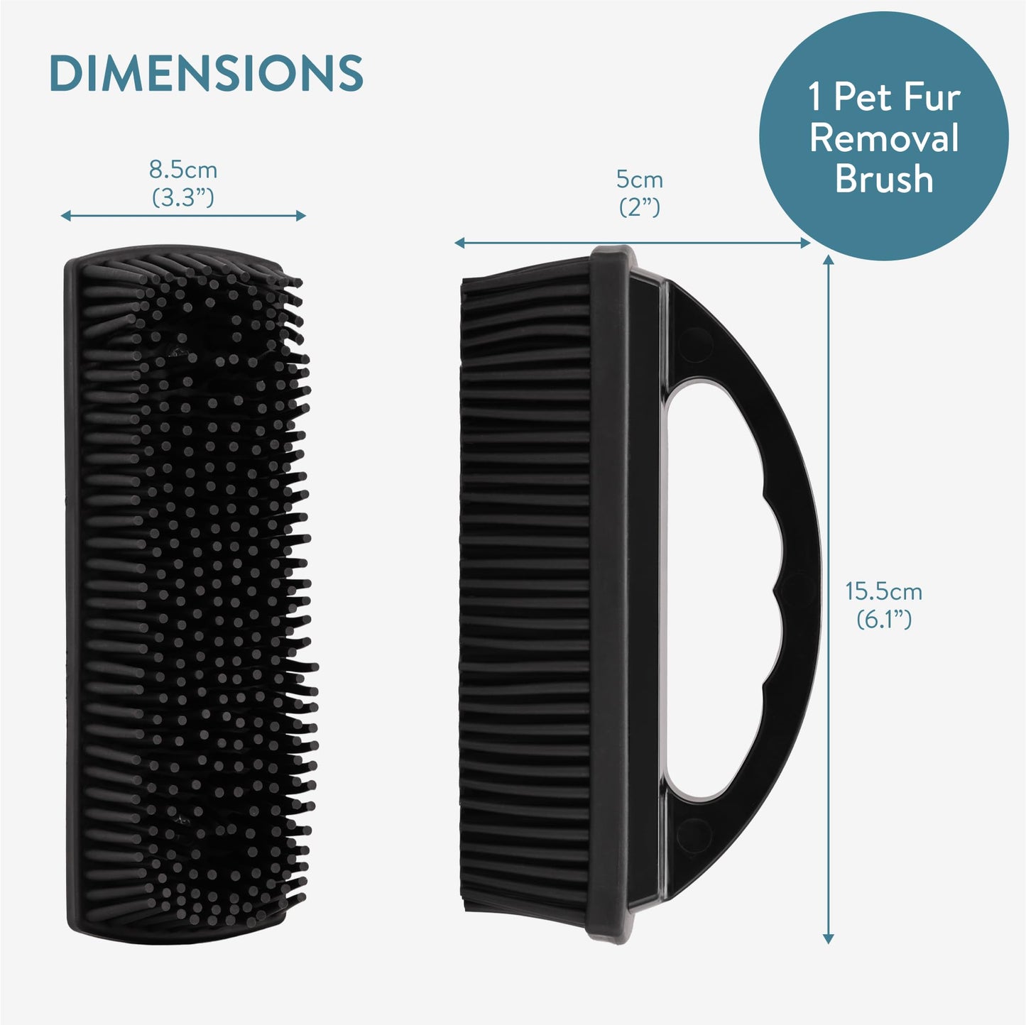Navaris Pet Hair Remover Brush - for Multiple Surfaces Including Furniture, Carpets, Clothes - Dog and Cat Quick Easy Fur Remover with Handle - 15.5 x 8.5 x 5cm (6.1" x 3.3" x 2")