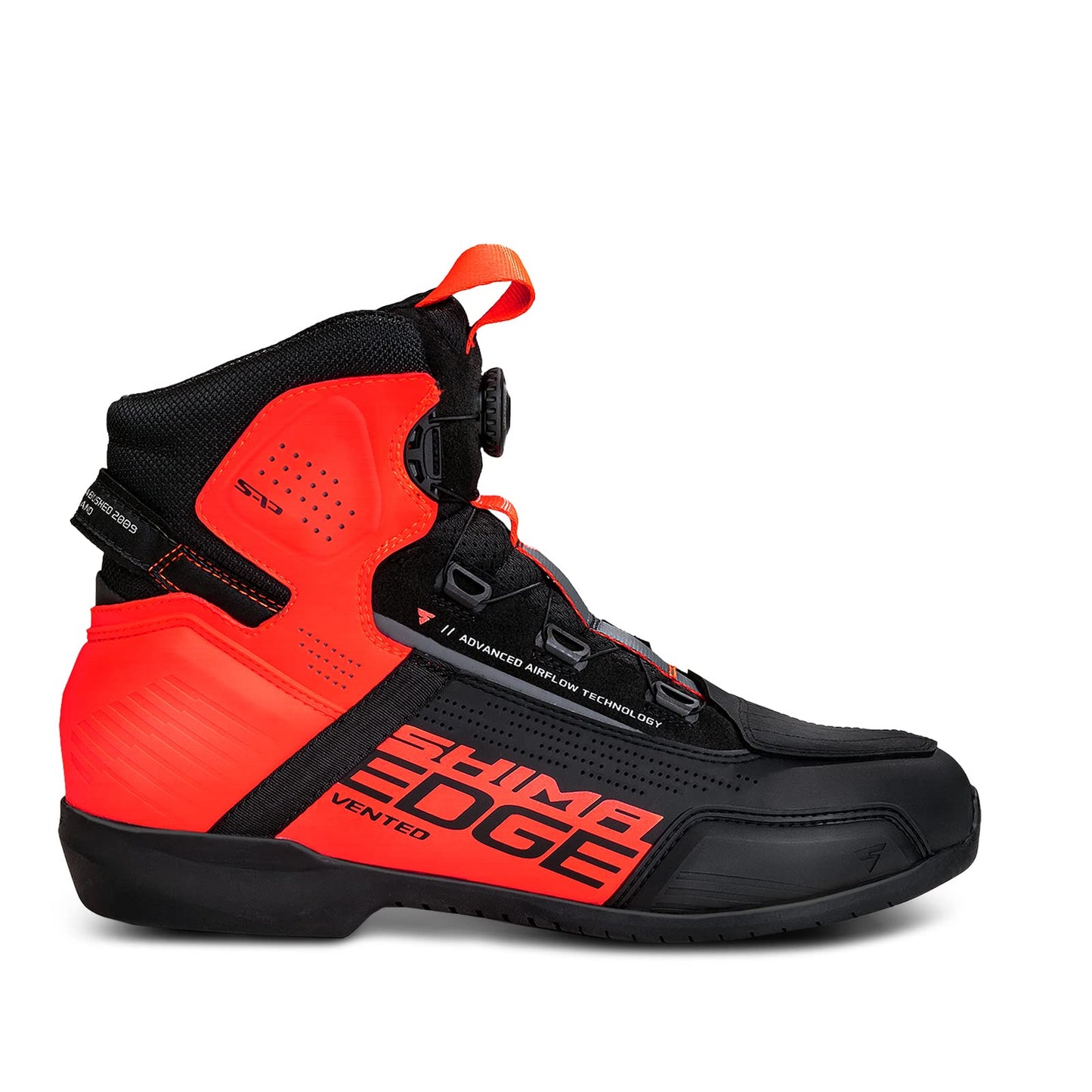 SHIMA Edge Vented, Motorcycle Shoes for Men - Breathable, Reinforced Street Riding Shoes with ATOP Closure System, Ankle Support, Anti-Slip Sole, Gear Pad (Red, 12,5)