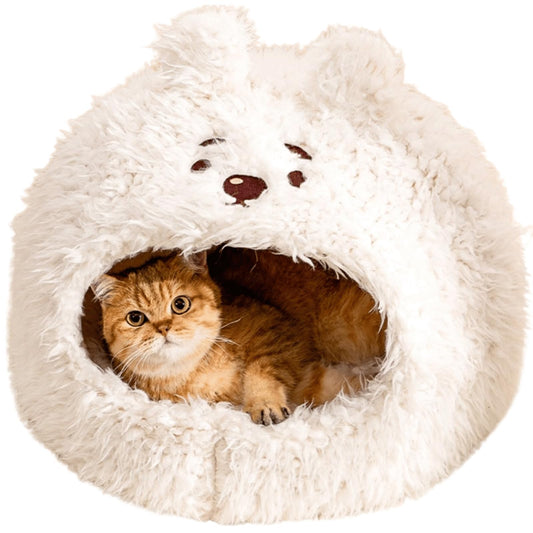 Animal Design Pet Bed Cat Dog Bed for Indoor Cats Pet Tent Cave with Removable Cushion Plush Half-Enclosed Warm House for Cats Small Dogs Kitten Puppy Sleeping (Alpacas,Small)