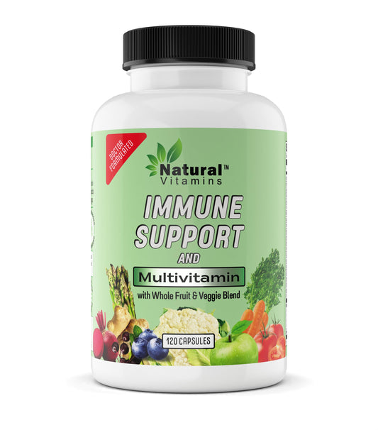Natural Vitamins Immune Support Multivitamin with Fruits & Veggies - Complete Daily Health Support - Antioxidant-Rich, Packed with Vitamins and Minerals - Naturally Enhances Immunity