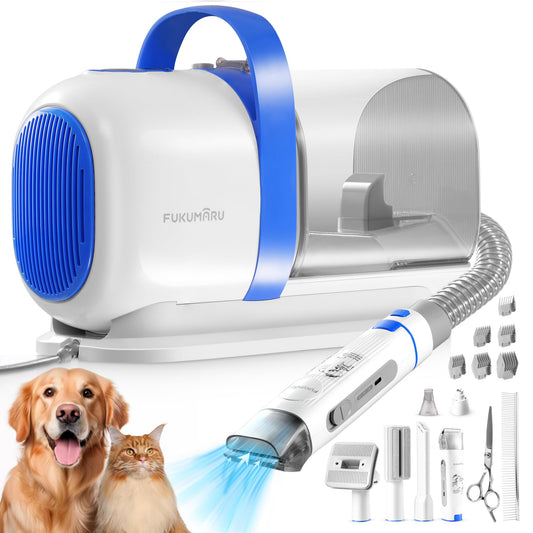 FUKUMARU Dog Grooming Vacuum & Pet Vacuum Grooming Kit, Pet Grooming Vacuum for Dogs, Dog Hair Vacuum with Pet Clipper Nail Grinder, 2L Dust Cup Dog Brush Vacuum with 6 Pet Grooming Tools for Shedding