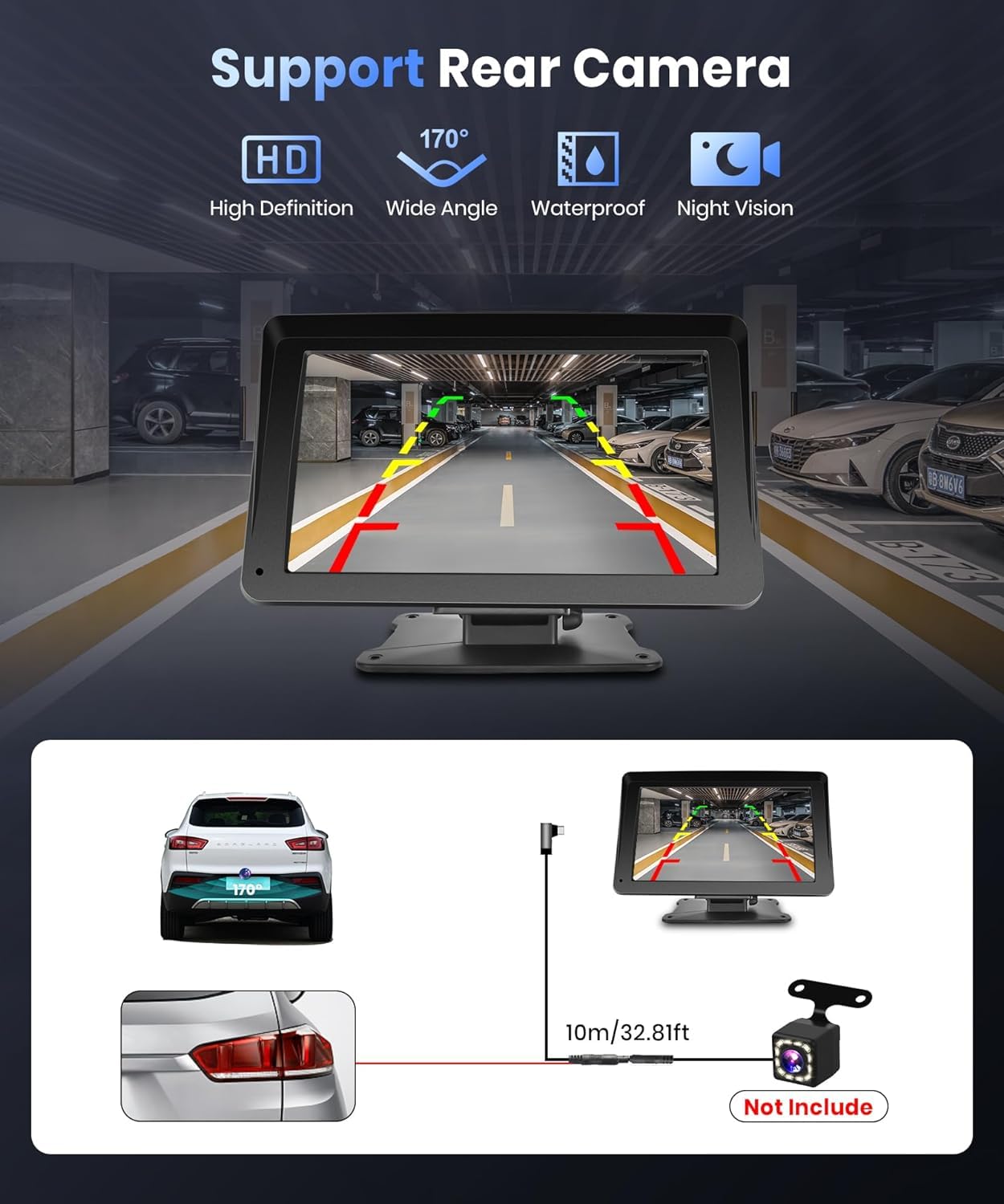 Podofo Portable Car Stereo Wireless Carplay Android Auto,7 Inch Touch Screen Car Radio with Bluetooth Hands-Free/Mirror Link/Maps Navigation/Voice Control/TF Card/AUX,for Cars, Trucks, SUVs