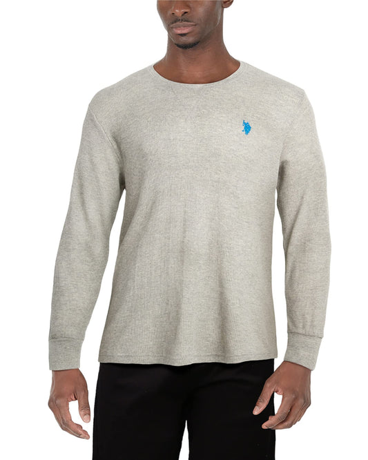 U.S. Polo Assn. Men's Thermal Shirt - Long Sleeve Waffle Knit Top, Size Large, Light Heather Grey