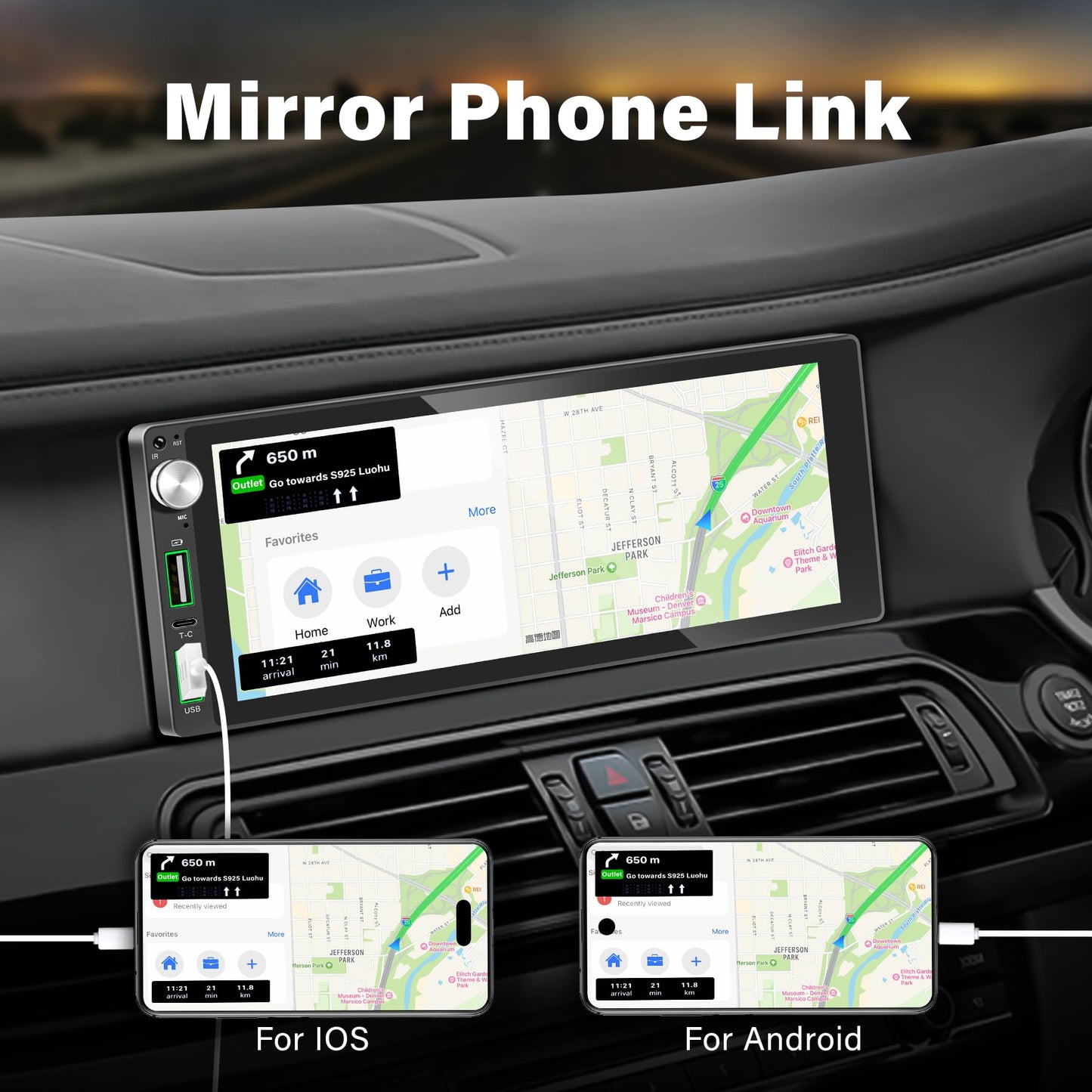 Single Din Car Stereo with Apple Carplay Android Auto,6.9 Inch IPS Touch Screen Car Stereo with Backup Camera, Car Raido Support Mirror Link Bluetooth Handsfree FM AM USB EQ SWC