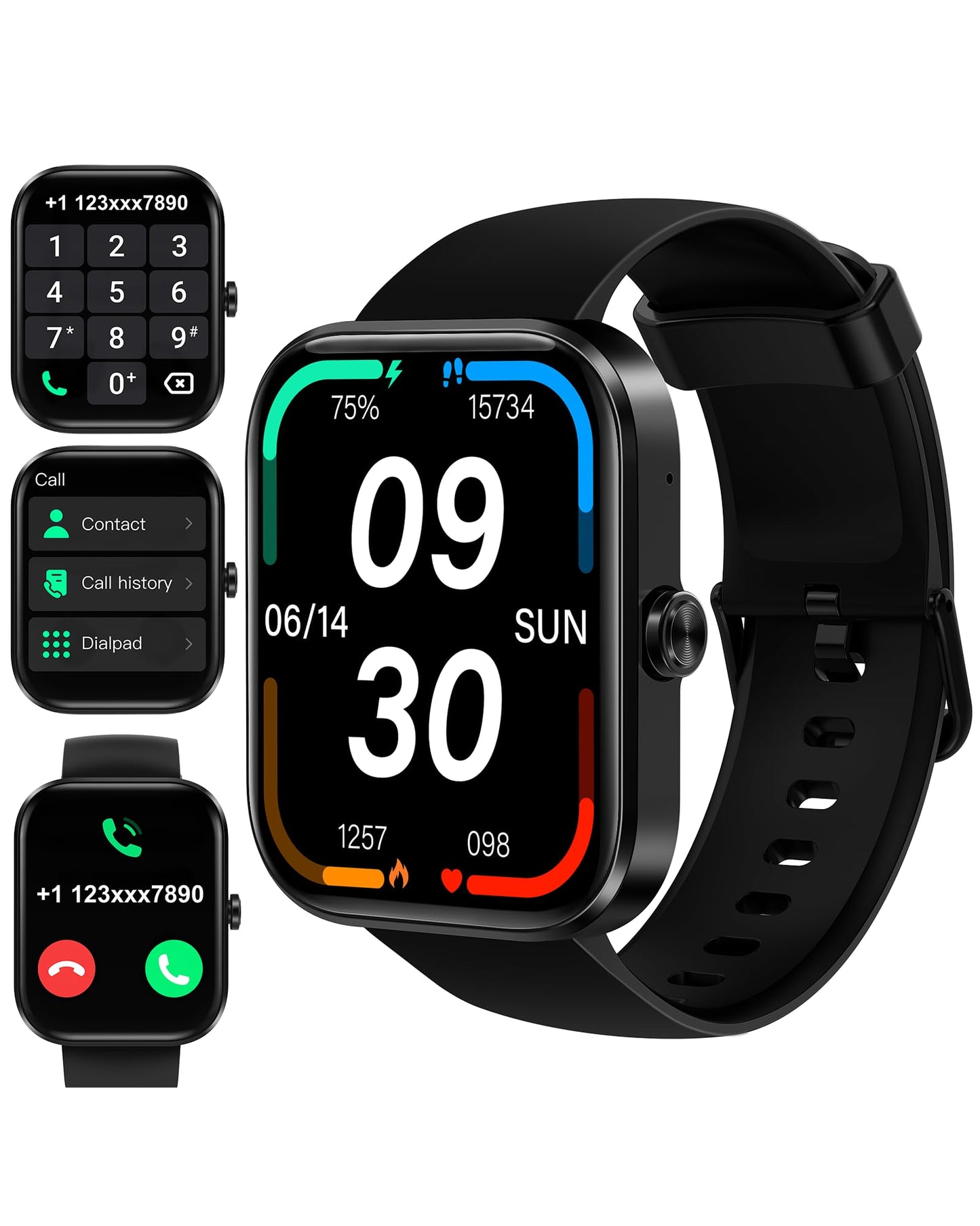 Bambooinn Smart Watch for Men Women(Answer/Make Call)-1.91" HD Fitness Smartwatch with Sleep/Heart Rate/spO2 Monitor, 113+ Sport Modes, IP68 Waterproof Smart Watch for Android iOS,Black