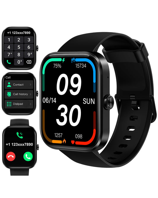 Bambooinn Smart Watch for Men Women(Answer/Make Call)-1.91" HD Fitness Smartwatch with Sleep/Heart Rate/spO2 Monitor, 113+ Sport Modes, IP68 Waterproof Smart Watch for Android iOS,Black