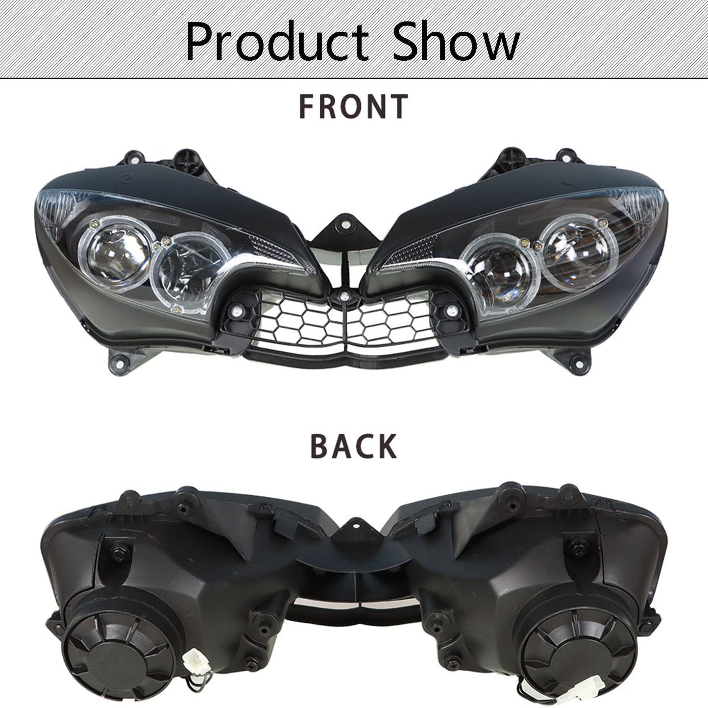 waltyotur Motorcycle Front Headlight Headlamp Replacement for Yamaha YZF R6 2003-2005 & R6S 2006-2009