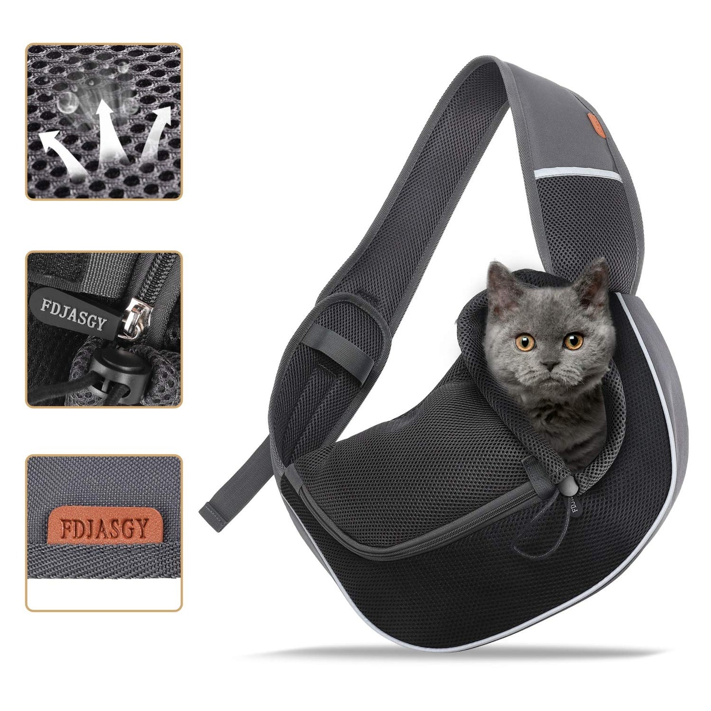 FDJASGY Pet Sling Carrier for Small Dogs Cats,Breathable Mesh Travelling Hand Free Puppy Backpack with Pouch and Adjustable Strap Carrier