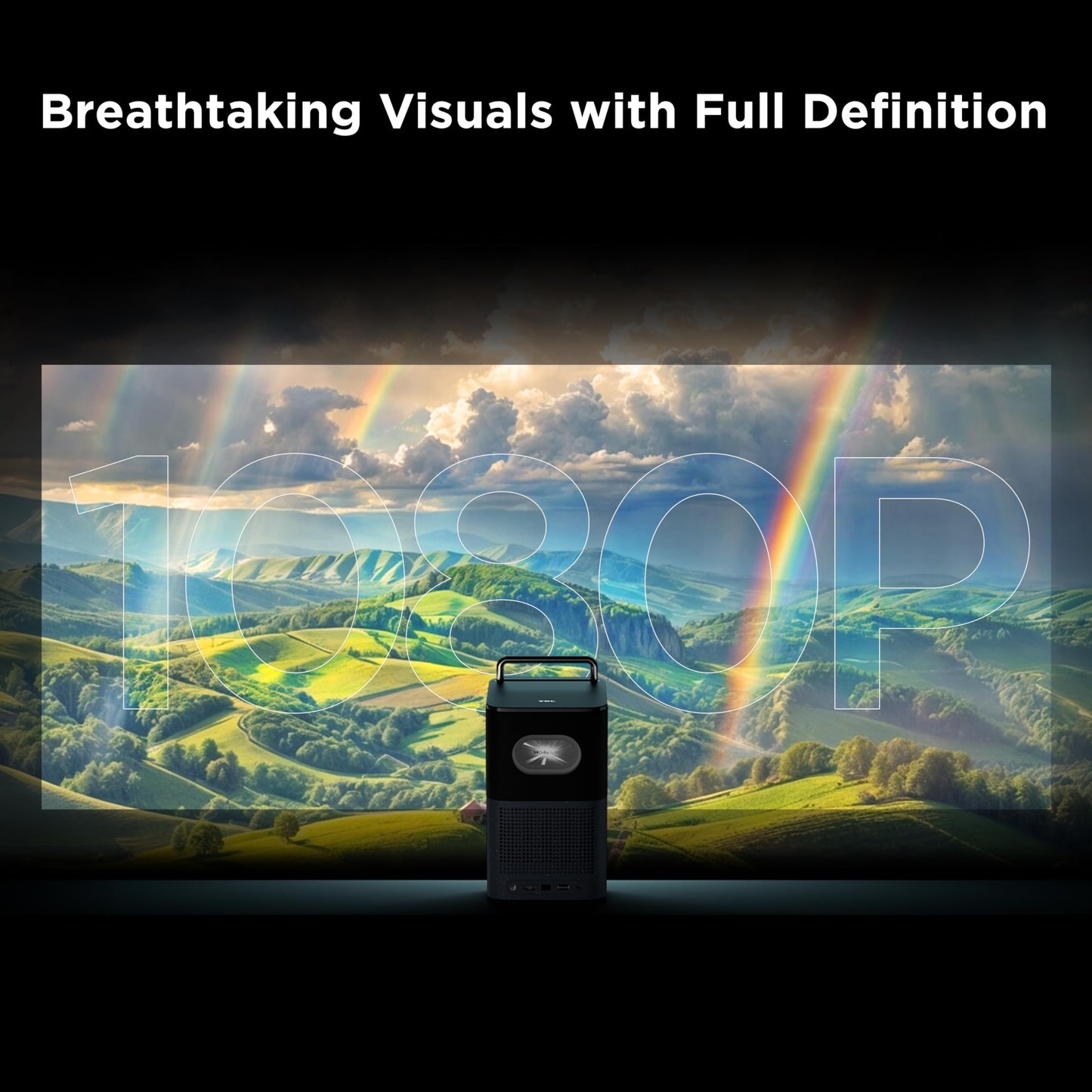 TCL A1 1080p FHD Smart Projector with Google TV and Netflix Certified, Outdoor/Indoor, WiFi/Bluetooth, 16W Audio, Dolby Digital Audio Processing, Game Mode, 120-Inch Screen