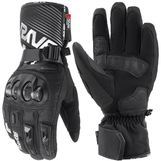 RKV86 Motorcycle Gloves for Men Winter Riding Gloves with Carbon Fiber Protective Motorbike Powersports Racing Gloves with Touchscreen for Outdoor Sports Black L