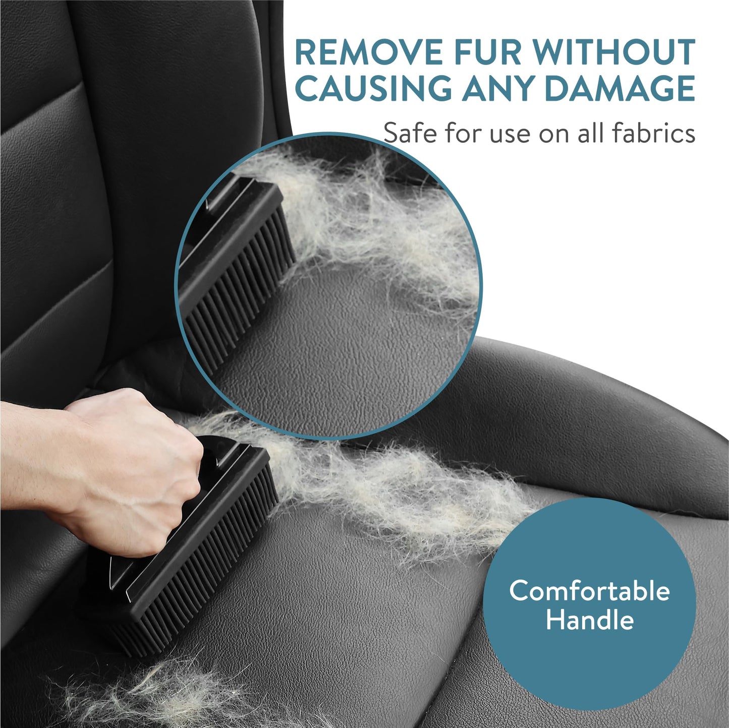 Navaris Pet Hair Remover Brush - for Multiple Surfaces Including Furniture, Carpets, Clothes - Dog and Cat Quick Easy Fur Remover with Handle - 15.5 x 8.5 x 5cm (6.1" x 3.3" x 2")