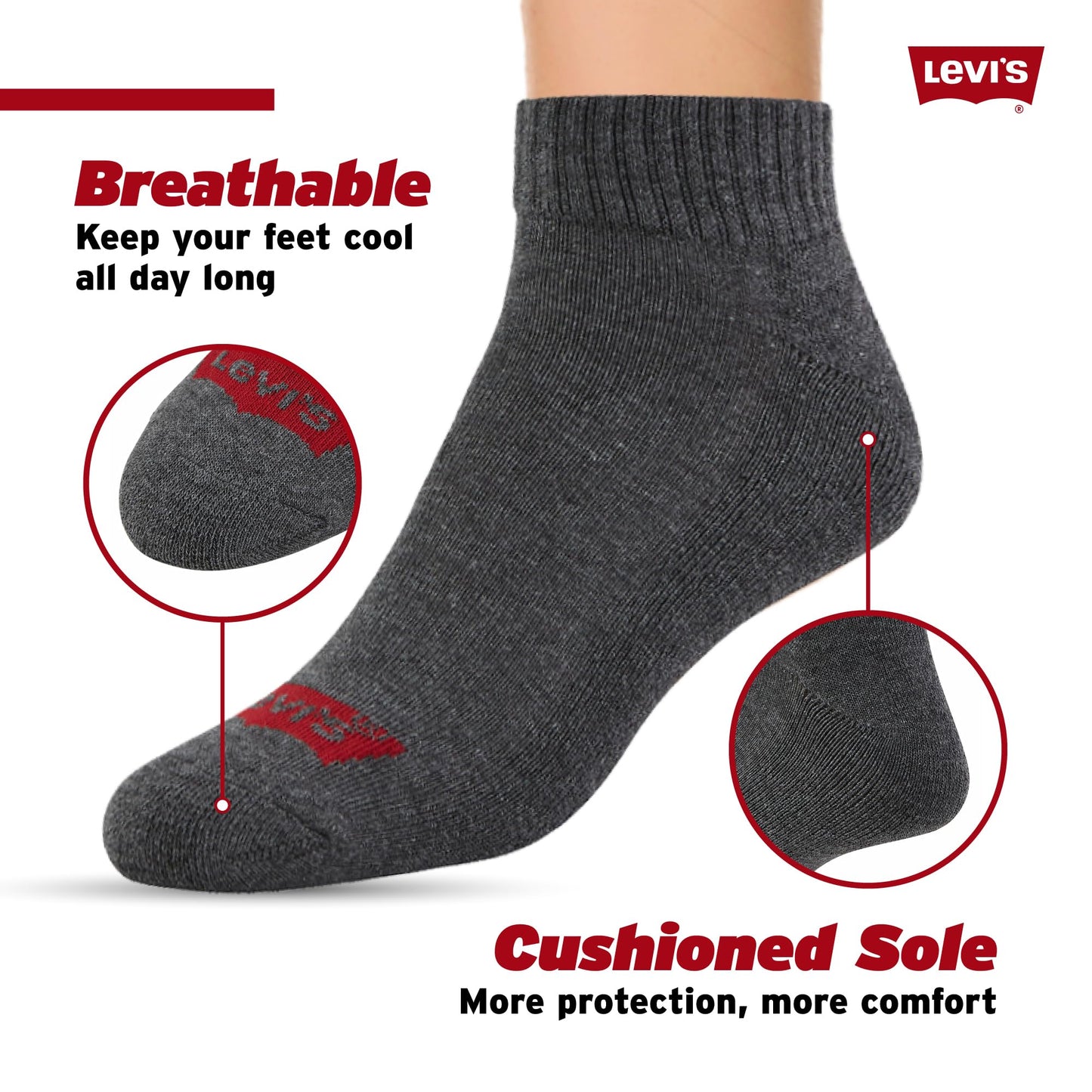 Levi's Mens Socks 8 Pairs Crew Low Cut No Show Quarter Ankle Socks for Men Premium Athletic Men's Socks Size 9-18