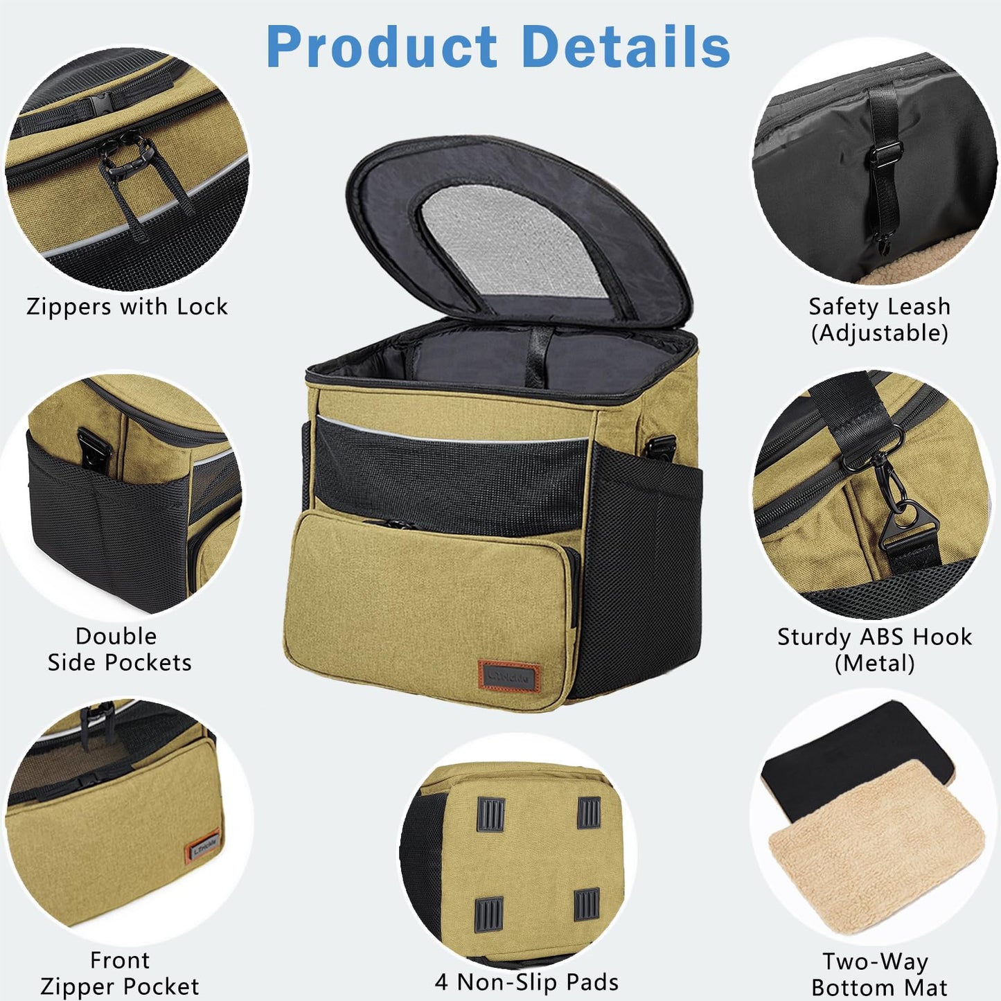 Pet Backpack Carrier for Cats，Dogs and Rabbits,5ways to Carry,Up to 18 Lbs，Ventilateda,Surface Waterproof and Soft Cushion Back Support Collapsible for Travel/Hiking/Outdoor(Green)
