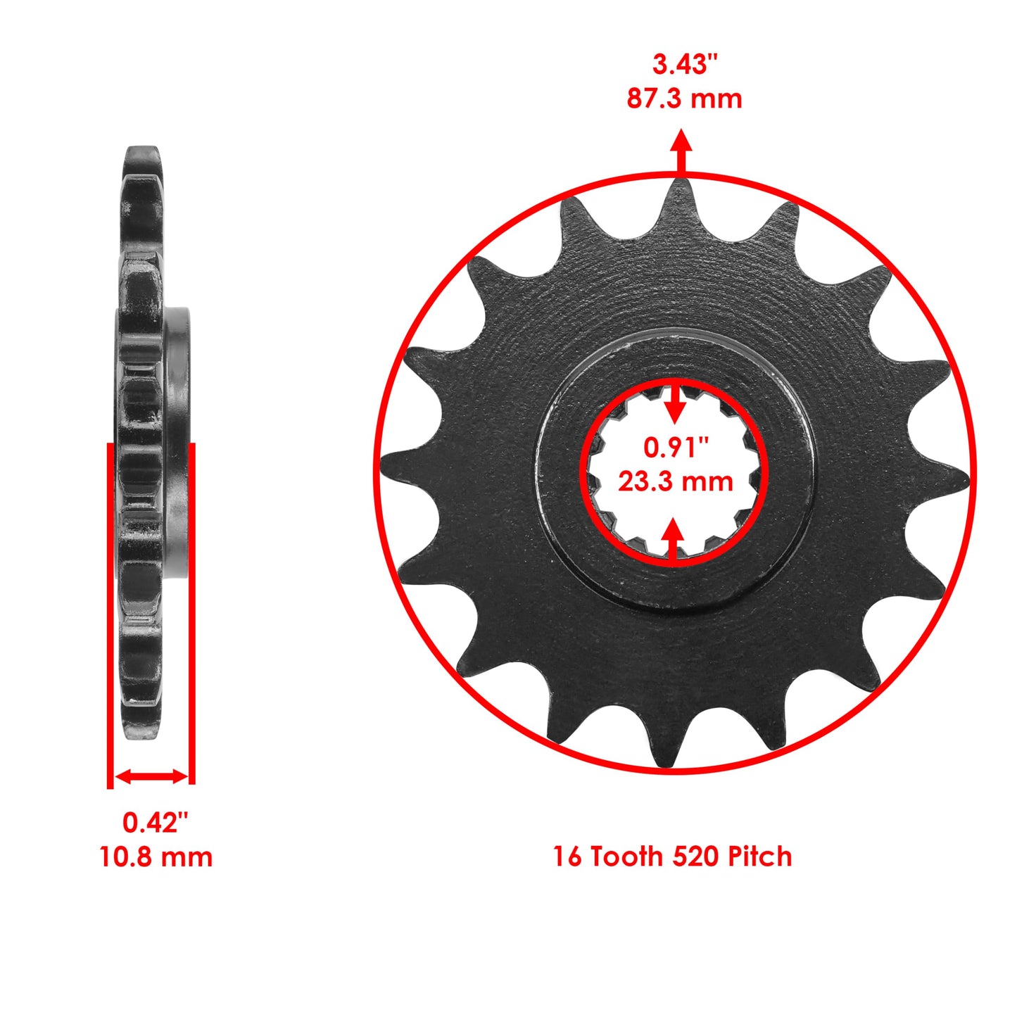 Caltric Black Drive Chain And Sprocket Kit Compatible with Yamaha R6 YZF-R6 2006-2018