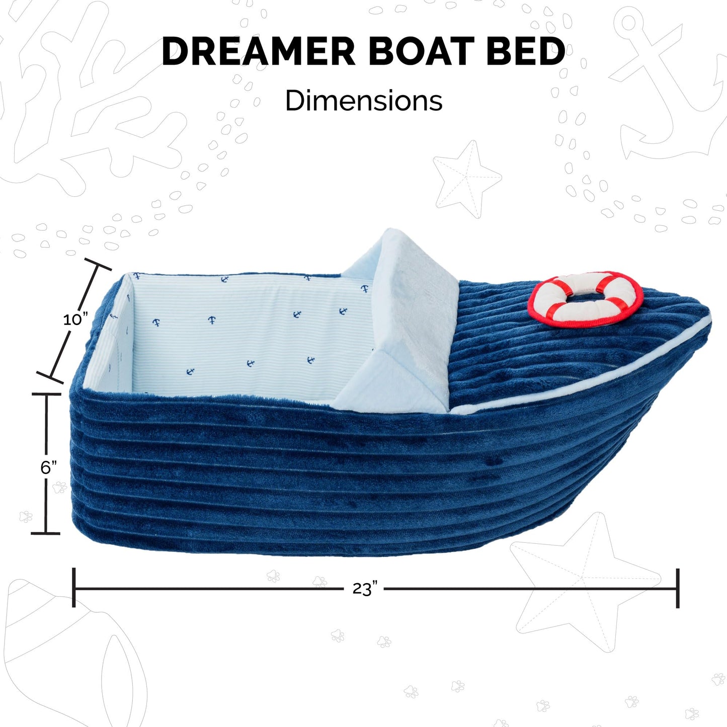 Furhaven Soft & Cozy Cat Bed w/ Catnip Toy for Indoor Cats, Washable w/ Removable Pillow Cushion Insert - Corduroy Boat Bed - Blue, Small