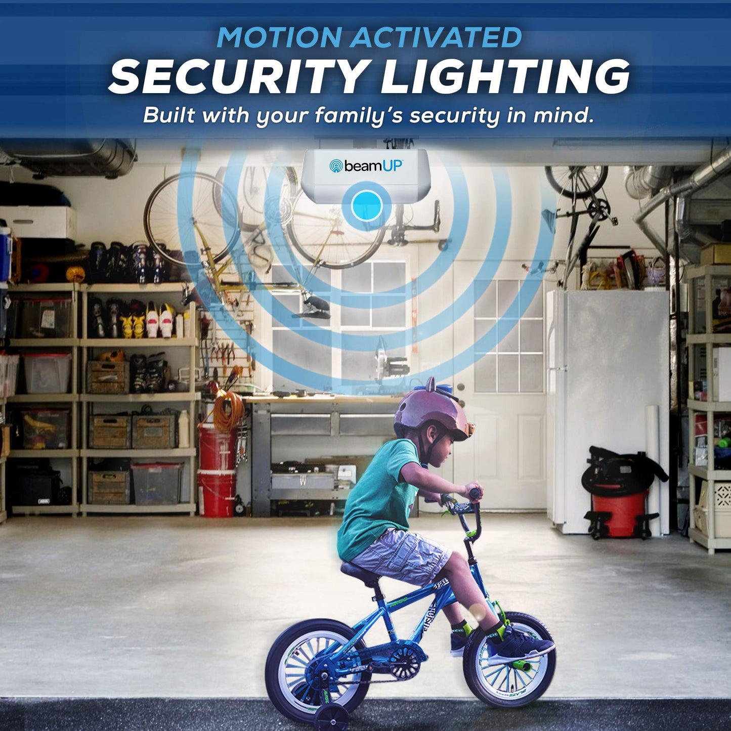 beamUP Sentry BU400 Smart Garage Door Opener, Heavy-Duty 3/4 Horsepower Equivalent DC Motor, Integrated Edge-to-Edge 3000-Lumen LED, with Beam Home App for Smart Garage Control, White