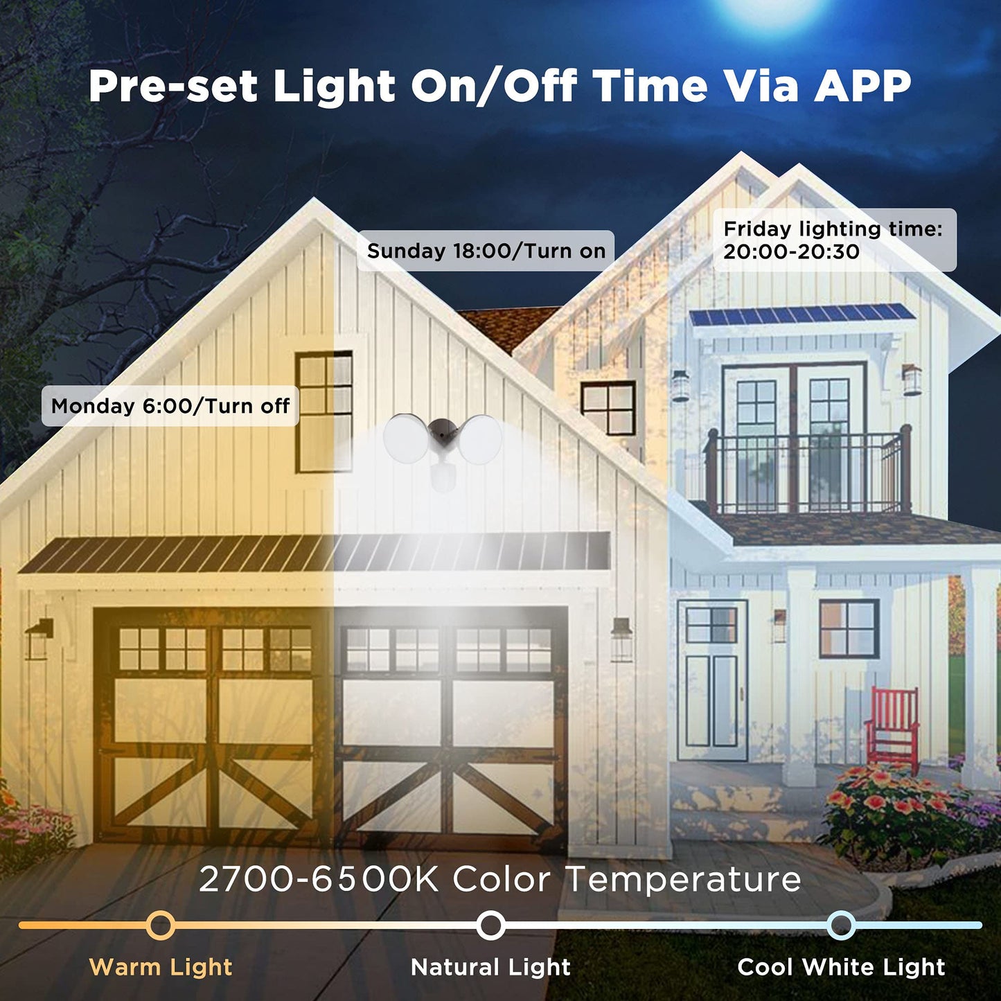 UME Smart WiFi LED Security Light Motion Sensor Outdoor, Work with Alexa/Google/SmartThings, 3000LM,2700-6500K,Waterproof,Dusk to Dawn Flood Light with APP Control Perfect for Yard,Exterio
