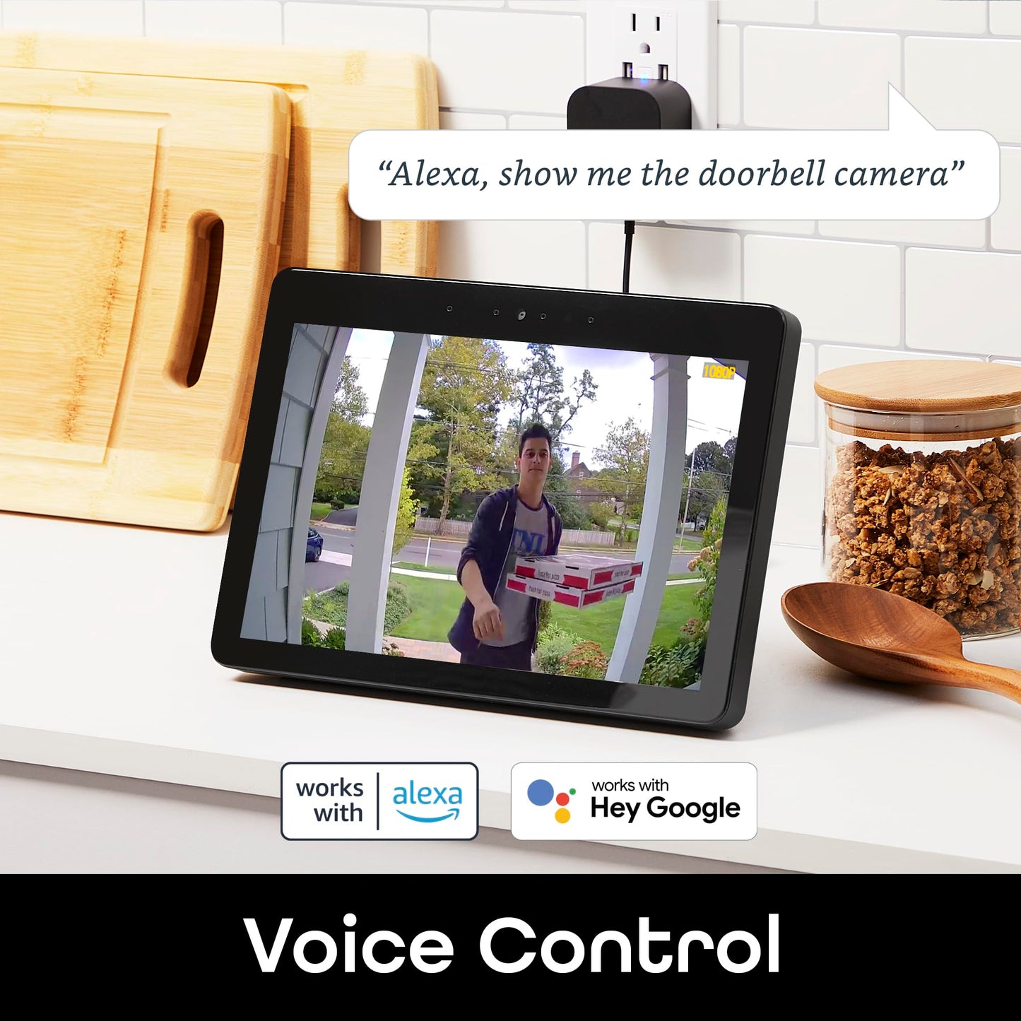 Geeni Smart Video Doorbell, 1080p HD, Motion Detection, Night Vision, Two-Way Audio, Weather-Resistant, Wired Installation, Alexa & Google Assistant Compatible, Wi-Fi Security Camera