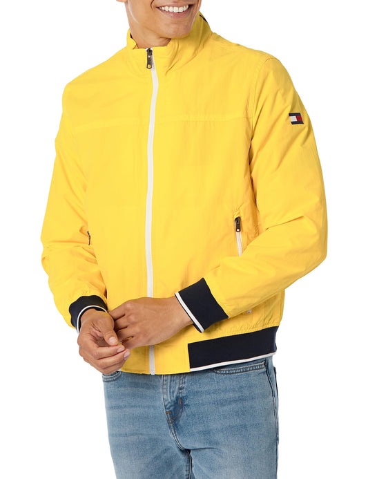 Chaqueta bomber Tommy Hilfiger Yachting para hombre, color amarillo cibernético, talla mediana