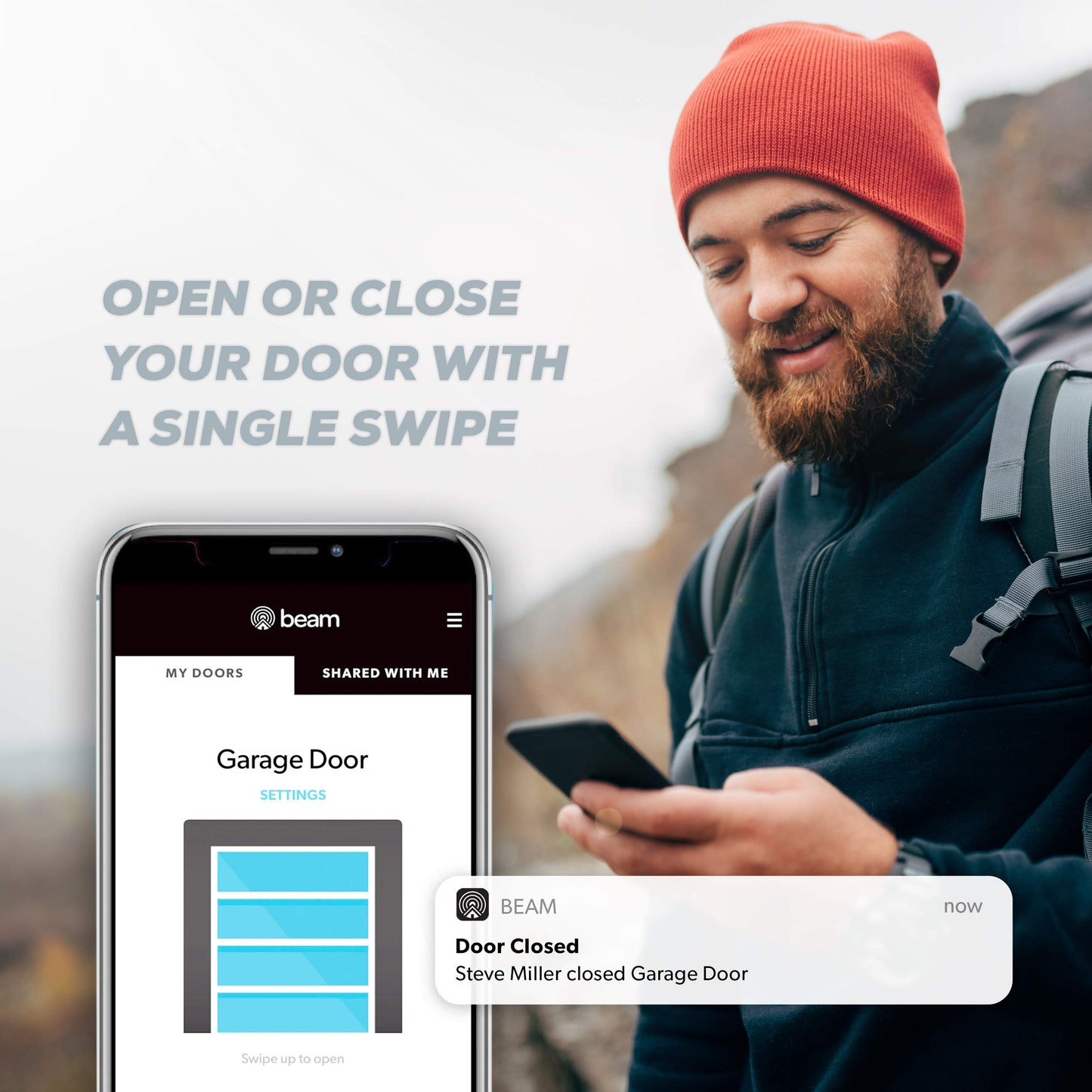 beamUP Sentry BU400 Smart Garage Door Opener, Heavy-Duty 3/4 Horsepower Equivalent DC Motor, Integrated Edge-to-Edge 3000-Lumen LED, with Beam Home App for Smart Garage Control, White