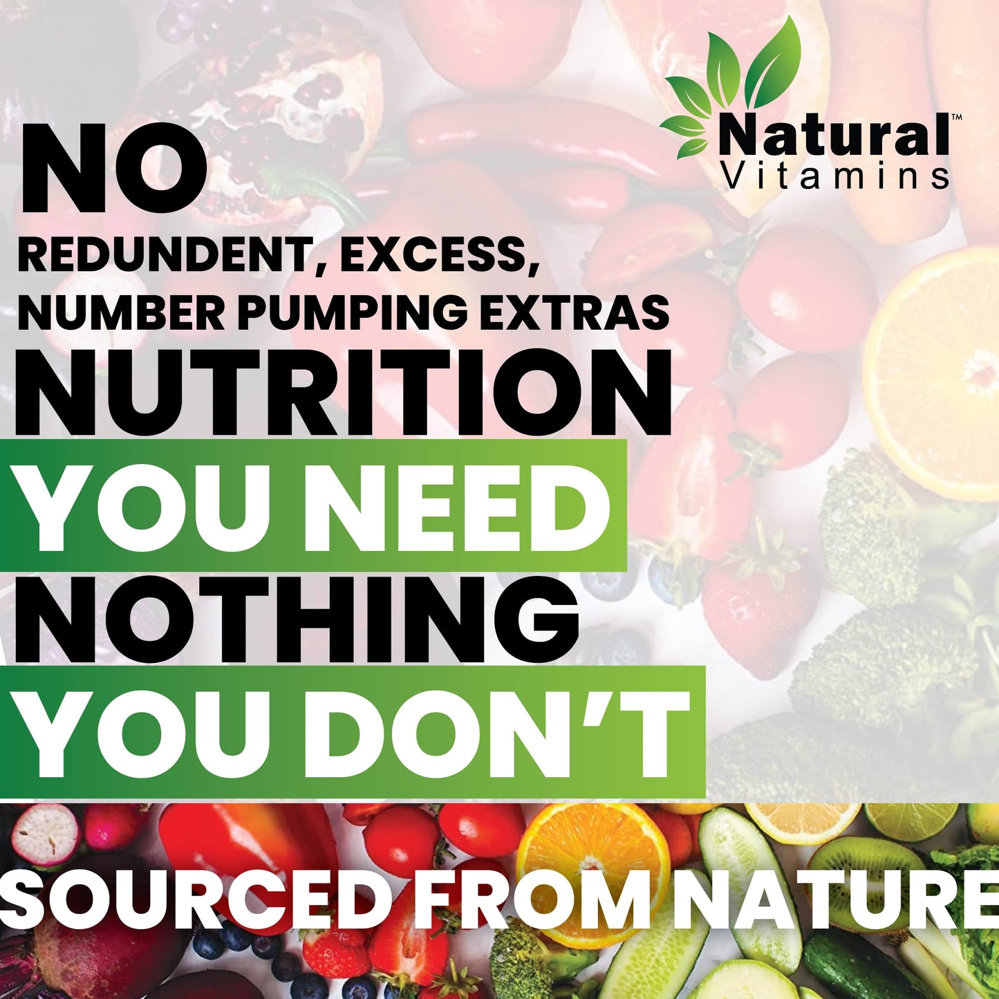 Natural Vitamins Immune Support Multivitamin with Fruits & Veggies - Complete Daily Health Support - Antioxidant-Rich, Packed with Vitamins and Minerals - Naturally Enhances Immunity