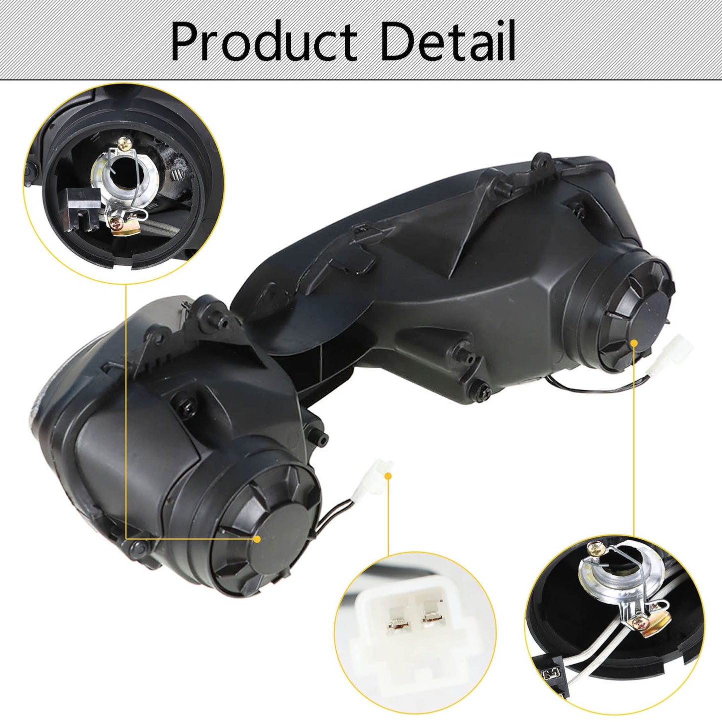 waltyotur Motorcycle Front Headlight Headlamp Replacement for Yamaha YZF R6 2003-2005 & R6S 2006-2009