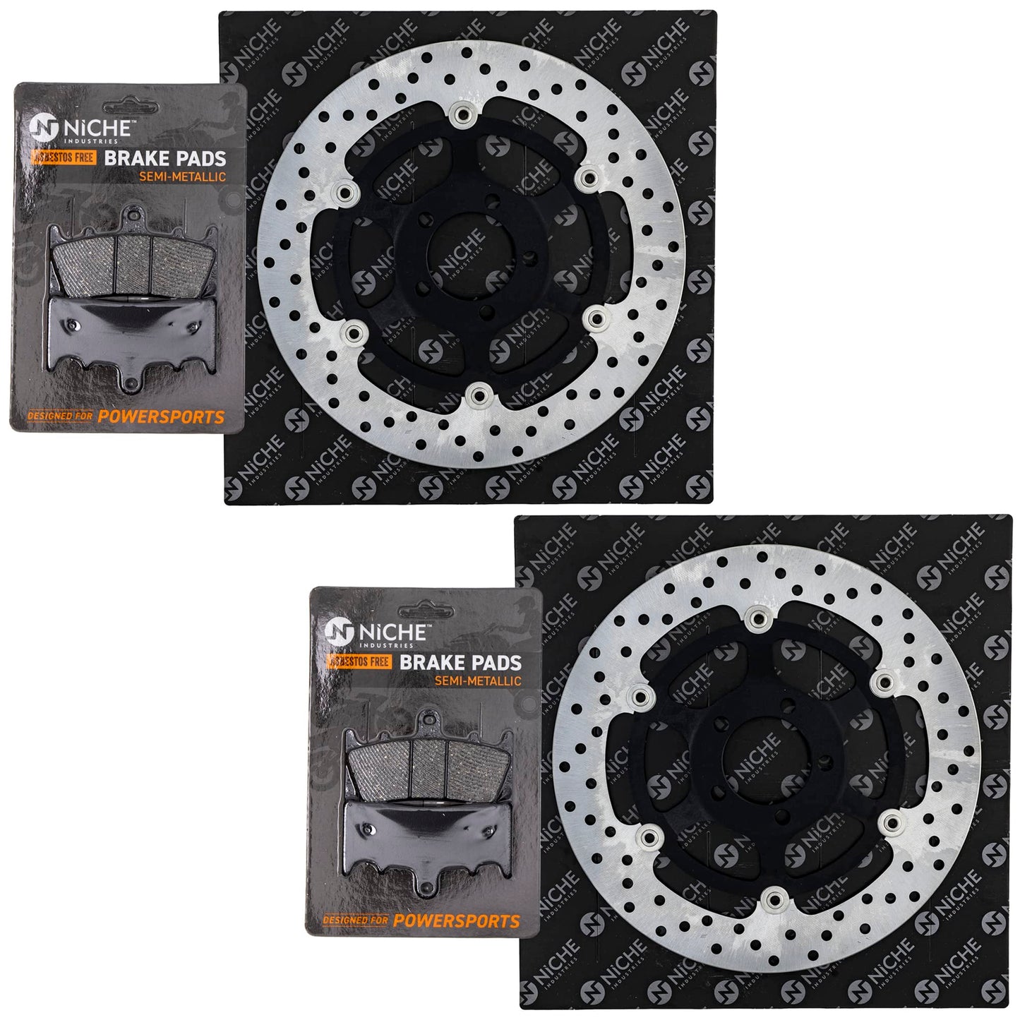 NICHE Front Brake Rotor Pad Semi Metallic Kit for Kawasaki Ninja ZX6R ZZR600 43082-1251 43082-1285 41080-1442-A4
