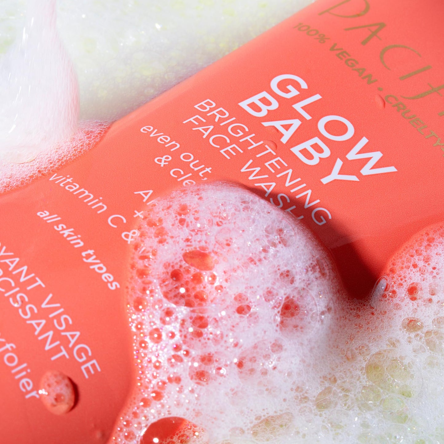 Pacifica Beauty Glow Daily Face Cleanser, Exfoliating, Vitamin C, AHA, Vanilla, For All Skin Types, Sulfate and Paraben Free, Vegan and Cruelty Free, 5 Oz