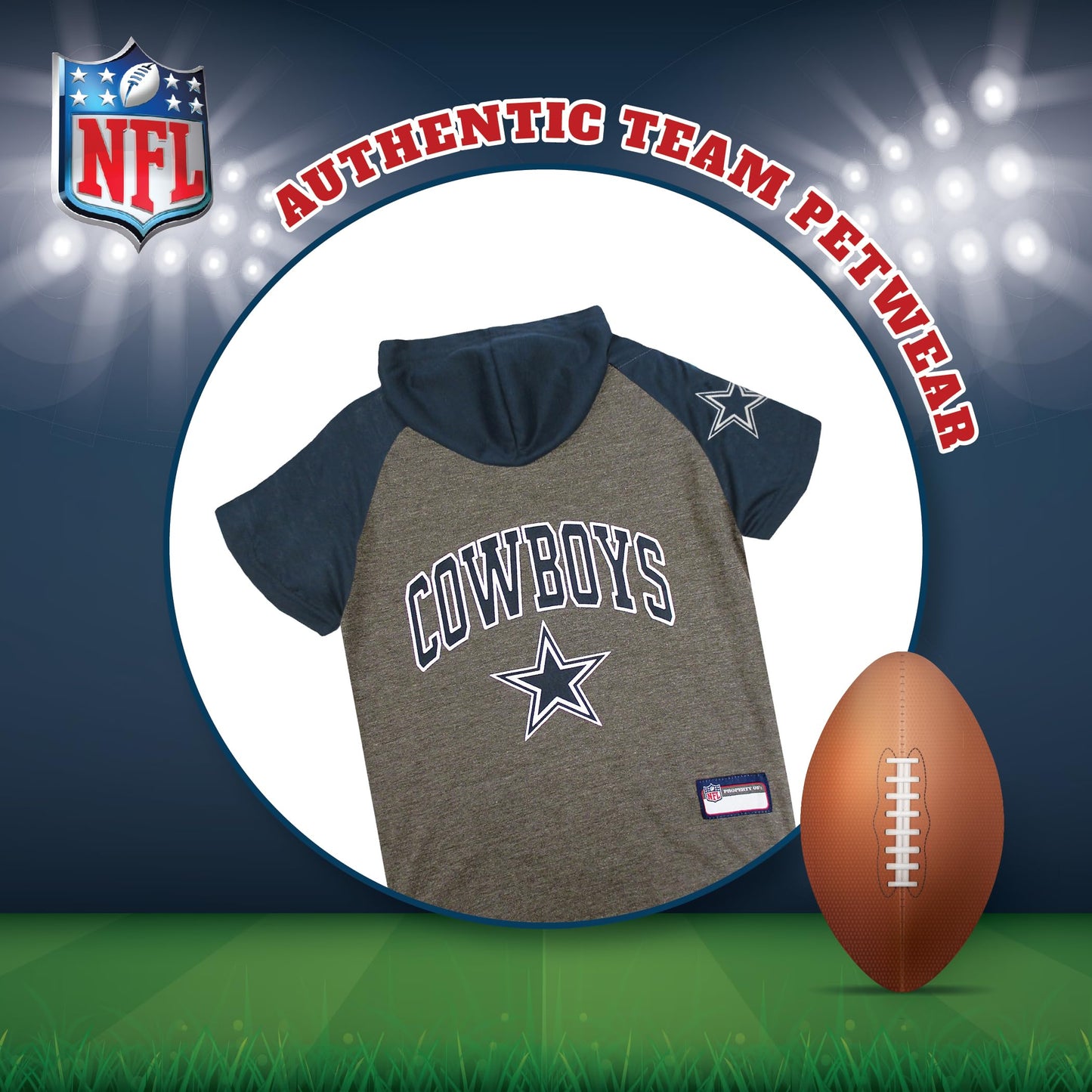 Pets First NFL Dallas Cowboys Hoodie for Dogs & Cats. NFL Football Licensed Dog Hoody Tee Shirt, Large. Sports Hoody T-Shirt for Pets. Licensed Sporty Dog Shirt (DAL-4044-LG)