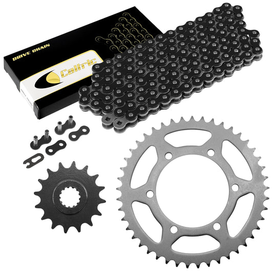Caltric Black Drive Chain And Sprocket Kit Compatible with Yamaha R6 YZF-R6 2006-2018