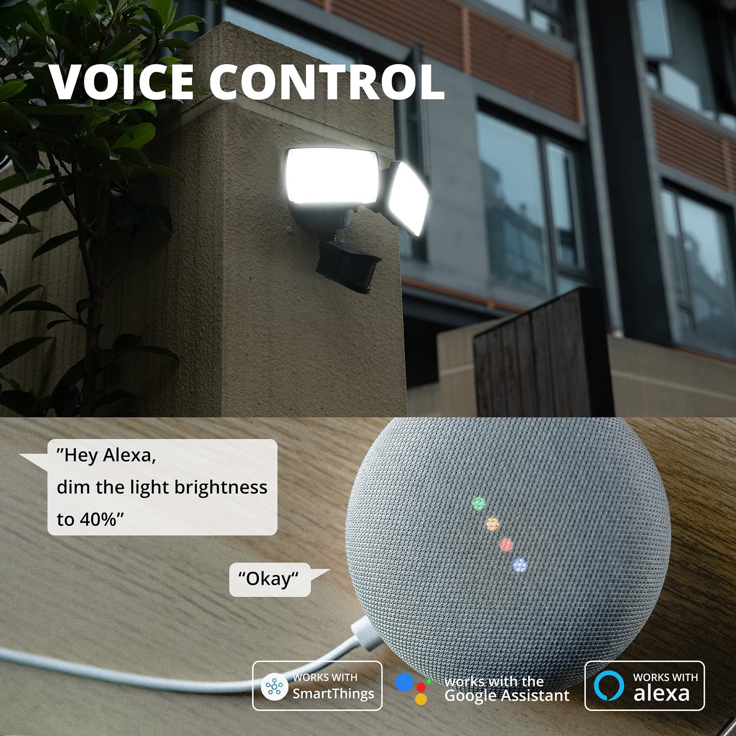 UME Smart WiFi LED Security Light Motion Sensor Outdoor, Work with Alexa/Google/SmartThings, 3000LM,2700-6500K,Waterproof,Dusk to Dawn Flood Light with APP Control Perfect for Yard,Exterio