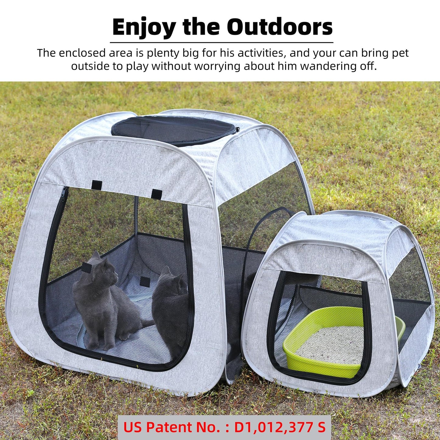 Tenrai Portable Cat Playpen, Trapezoidal Design for Better Standing, Foldable Pet Tent for Indoor and Outdoor Use of Kitten and Puppy, Dog Play Enclosure, Cat Houses & Condos