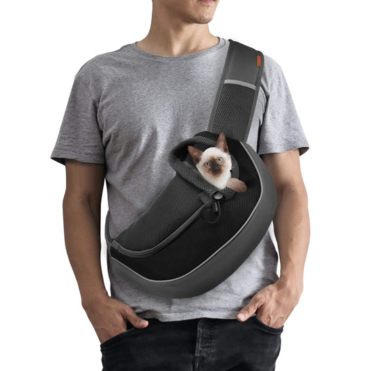 FDJASGY Pet Sling Carrier for Small Dogs Cats,Breathable Mesh Travelling Hand Free Puppy Backpack with Pouch and Adjustable Strap Carrier