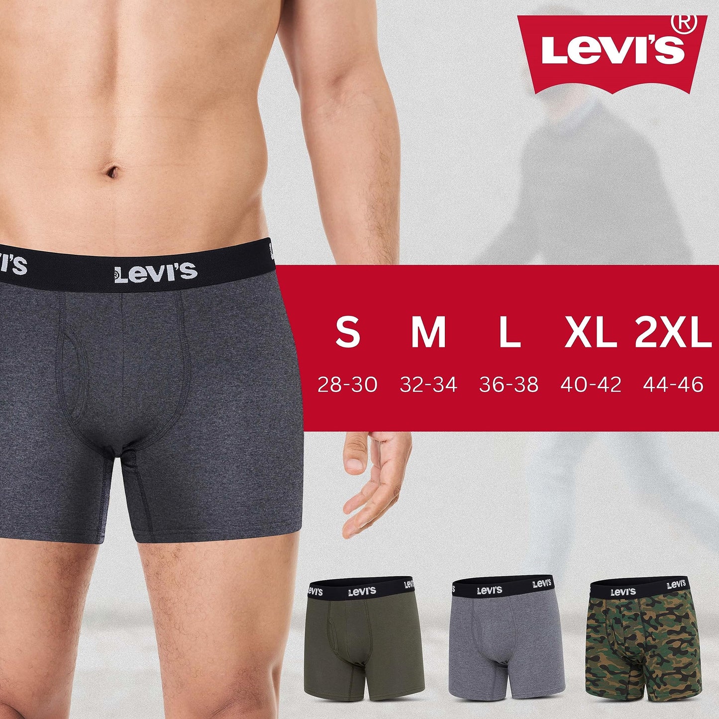 Levi's Mens Boxer Briefs Breathable Stretch Underwear 4 Pack