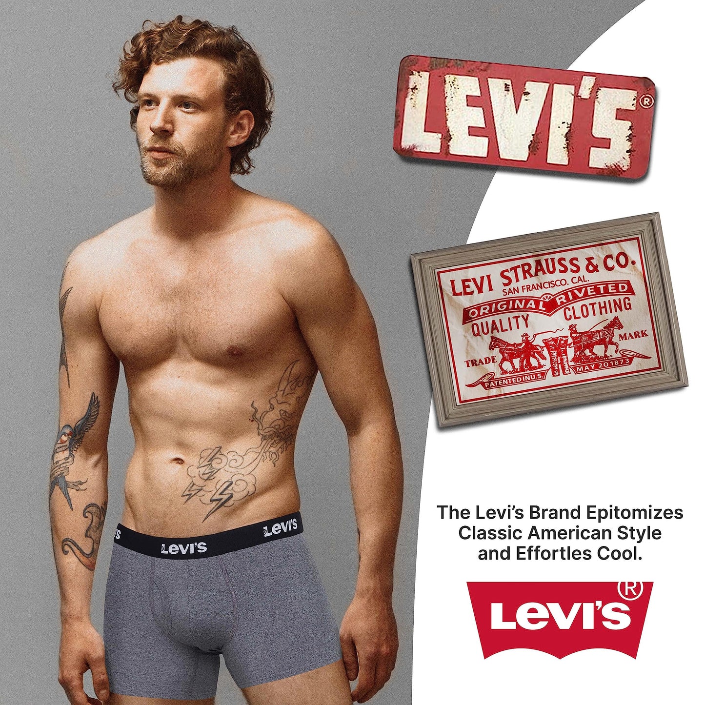 Levi's Mens Boxer Briefs Breathable Stretch Underwear 4 Pack